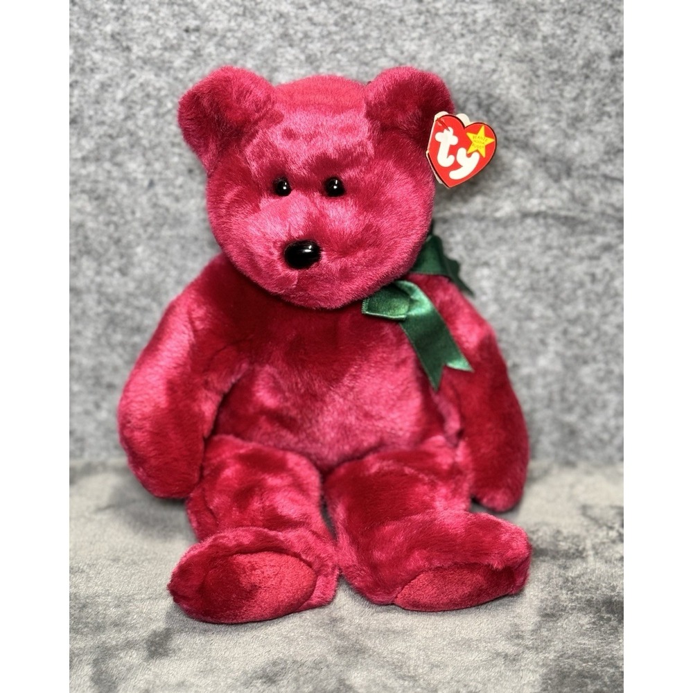 TY Beanie Buddy Original CRANBERRY "TEDDY" Bear Plush Stuff Animal 14" 1998 Tag